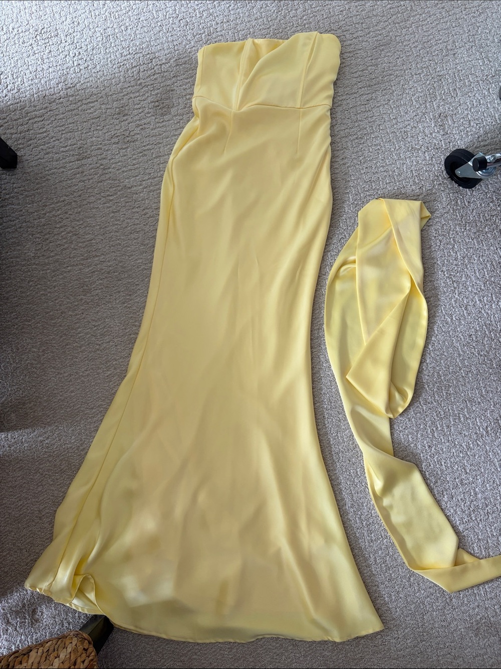Lena Strapless Lemon Yellow Formal Gown with Sash